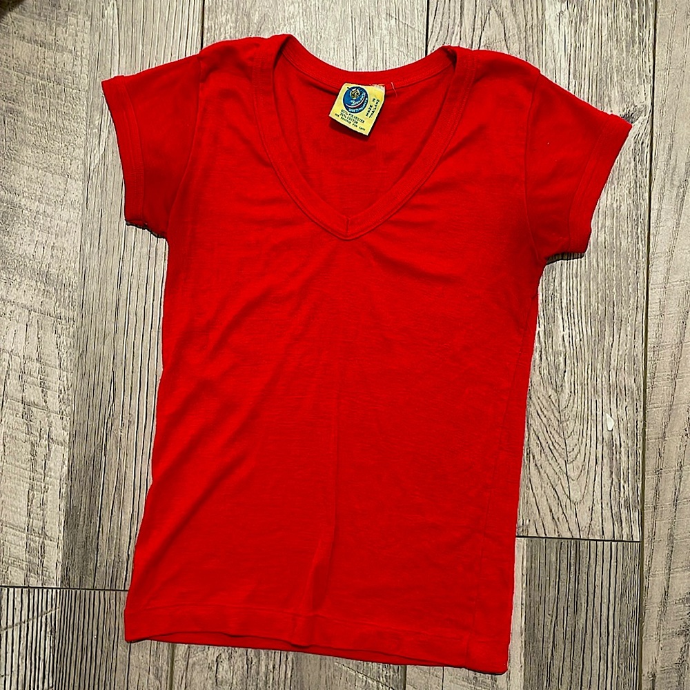 UO Vintage Red V-neck T-Shirt